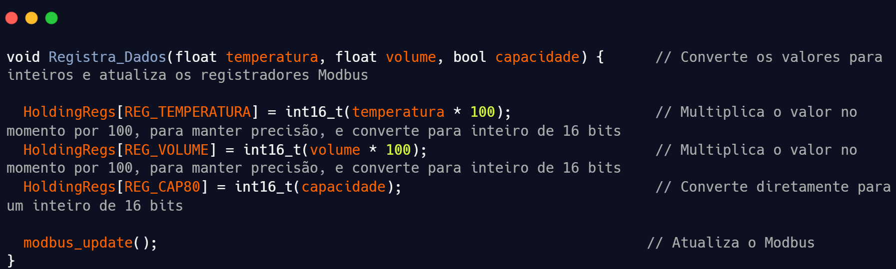 Função Registra_Dados_recipiente