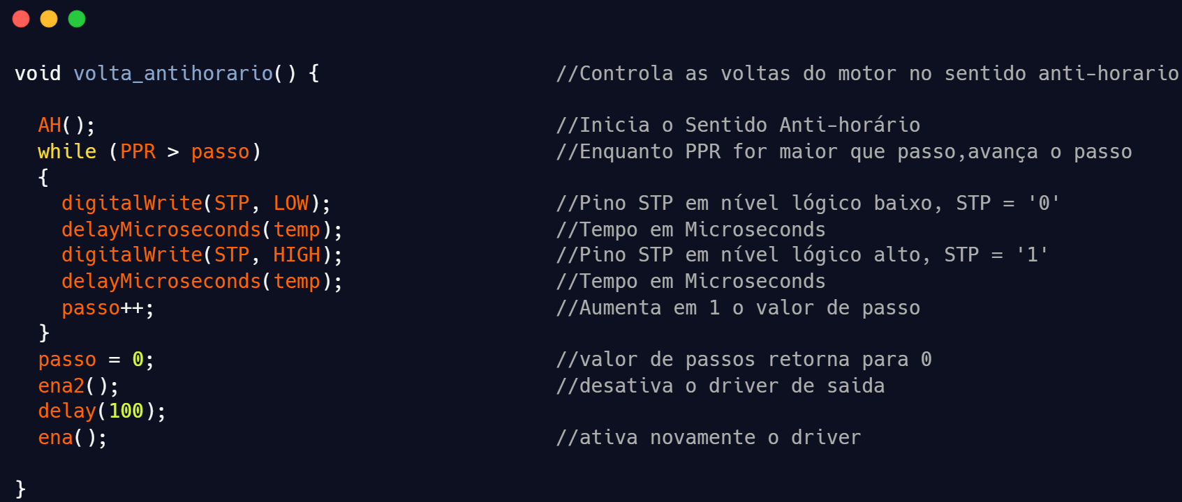 Função volta_horario_comporta
